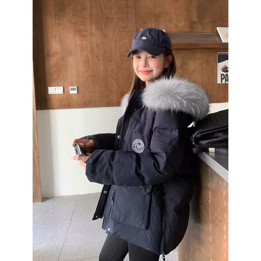 418冬季新款韩系暖乎乎毛领派克服女装大码短外套