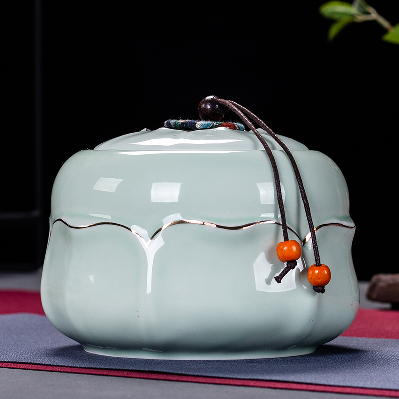 茶叶罐陶瓷密封存储罐装茶叶包装盒大号存茶罐茶具茶仓茶罐半斤装