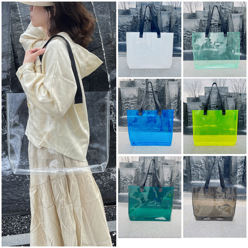 透明PVC手提袋定制镭射塑料ins单肩活动广告购物礼品袋子定制logo