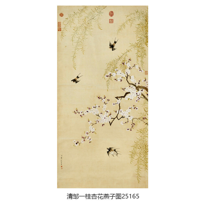 清邹一桂杏花燕子图卷轴吉祥花鸟画客厅玄关挂画字画新中式装饰画,家居饰品,国画,淘宝优惠券,粉丝福利购,淘宝优惠卷