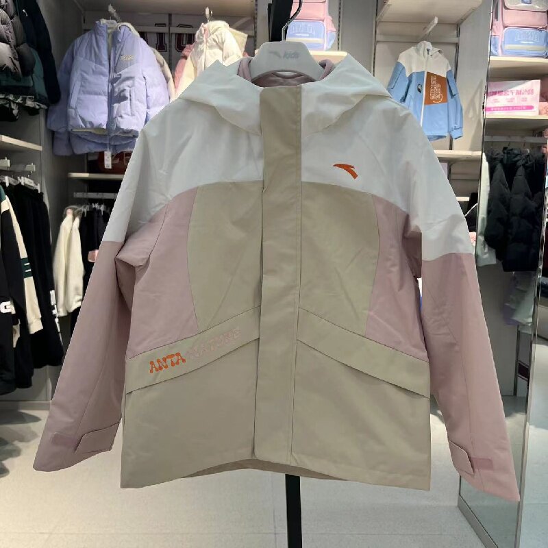 安踏362516606s女大童儿童2025年款春季户外摇粒连帽外套薄款