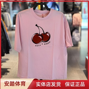 162428121 安踏t恤女×kirsh小樱桃短袖 24夏季 休闲百搭短袖 针织衫