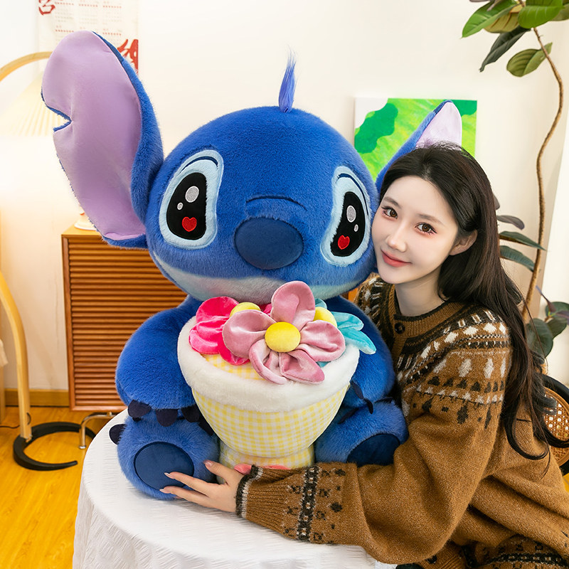 史迪仔抱抱花玩偶公仔睡觉抱布娃娃抱枕史迪奇毛绒玩具礼物情人节