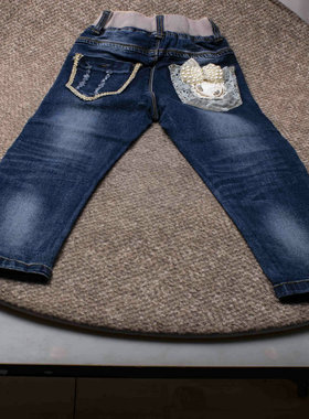 春秋女童牛仔裤430658儿童裤子长裤外穿松紧腰长裤特价库存童装