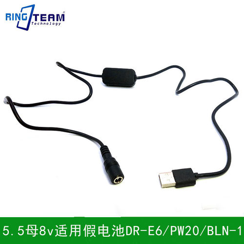 USB5.5*2.5mm适用于假电池PW20适用索尼相机NEX-C5 NEX-7 SLT-A33