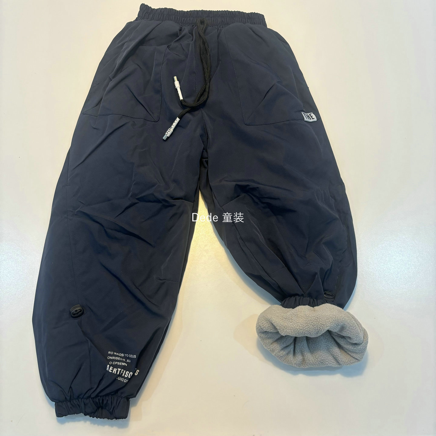 男童藏青色保暖运动休闲裤中大童裤子