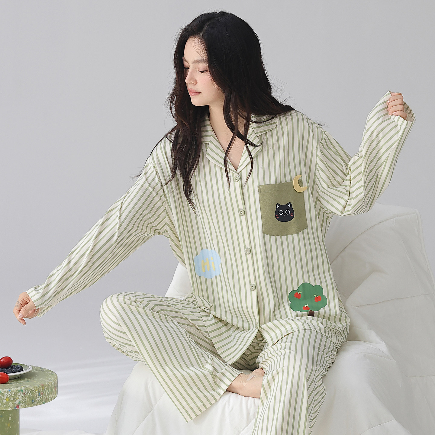 睡衣女款2026新款春秋季休闲长袖运动莫代尔棉睡衣家居服套装韩国