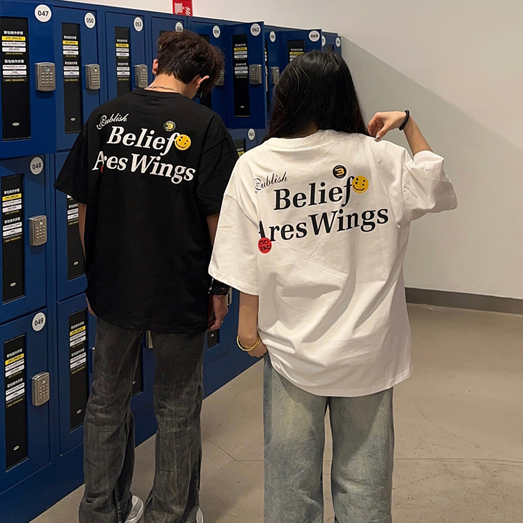 美式复古重磅潮牌字母印花短袖