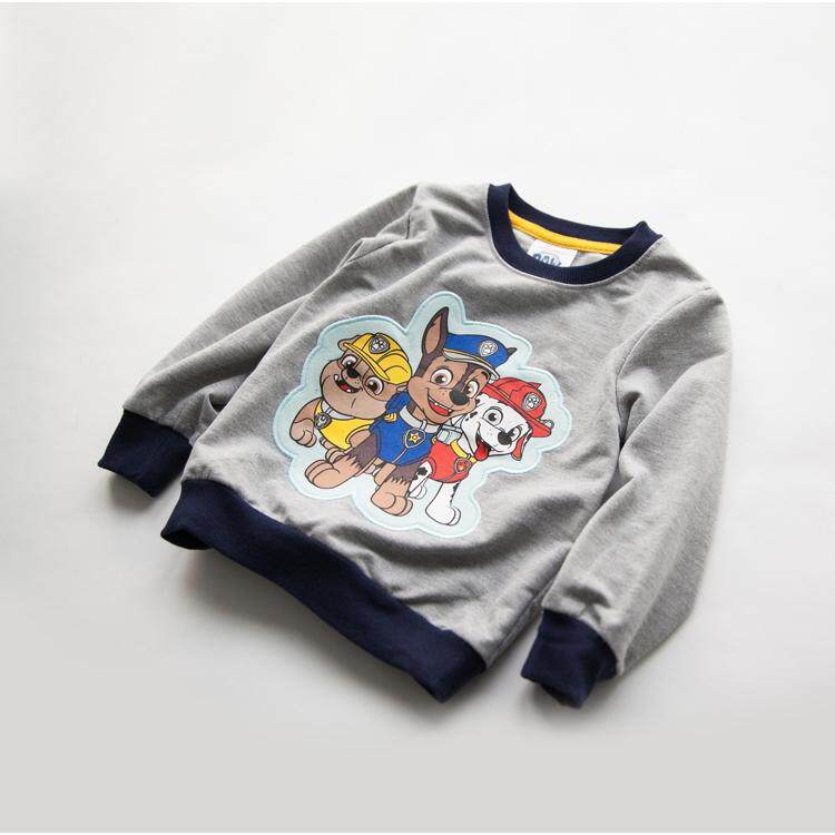 欧单 男童秋冬三只狗汪汪队贴布绣图案毛圈卫衣
