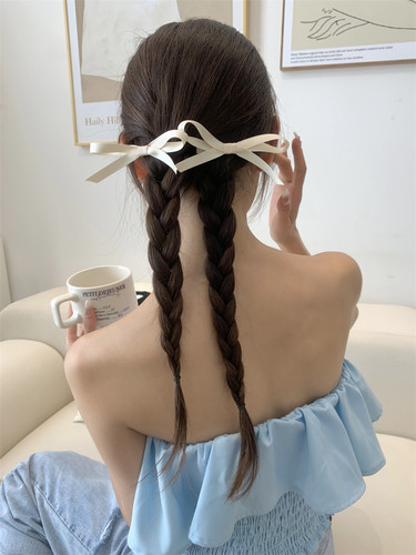 精致芭蕾风缎面丝带蝴蝶结鸭嘴夹