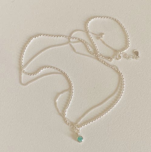 925小众精致天然石吊坠双层项链