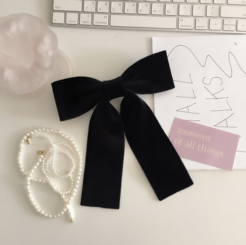 手感很棒~双面丝绒蝴蝶结弹簧夹