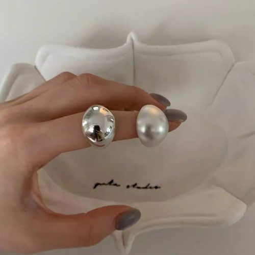 金属风哑光亮面开口戒指