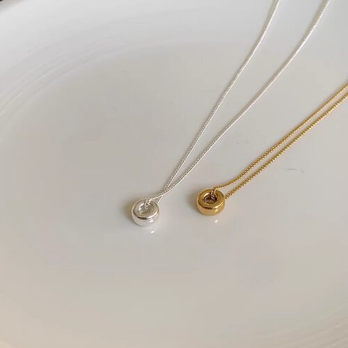 925银算盘珠项链锁骨链