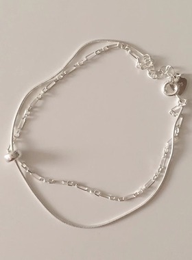 925纯银双层细手链ins