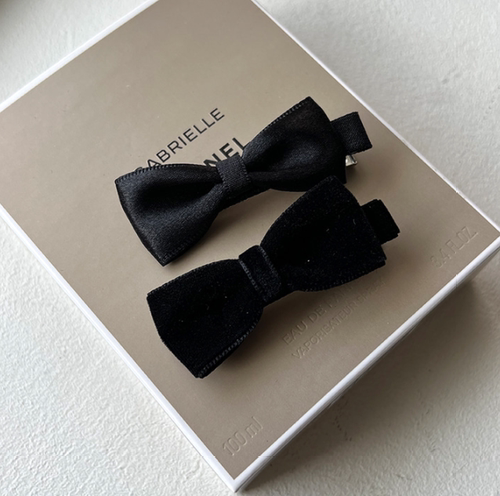 mini可爱丝绒缎面珍珠蝴蝶结边夹