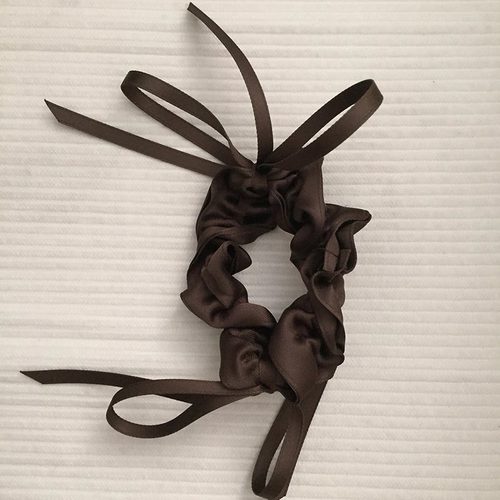 秋冬美拉德棕色系丝带小肠发圈