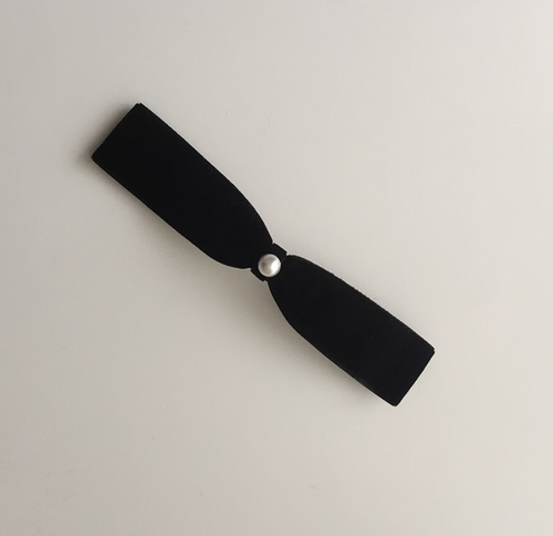 百搭丝绒珍珠蝴蝶结一字长夹边夹