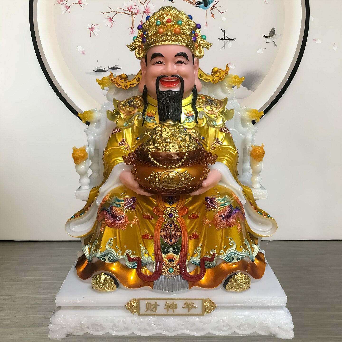 空心汉白玉财神爷佛像家用开业供奉范蠡比干文财神爷招财镇宅摆件