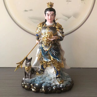 新款仿瓷二郎神君像杨戬哮天犬二郎显圣二郎真君神像家用供奉摆件