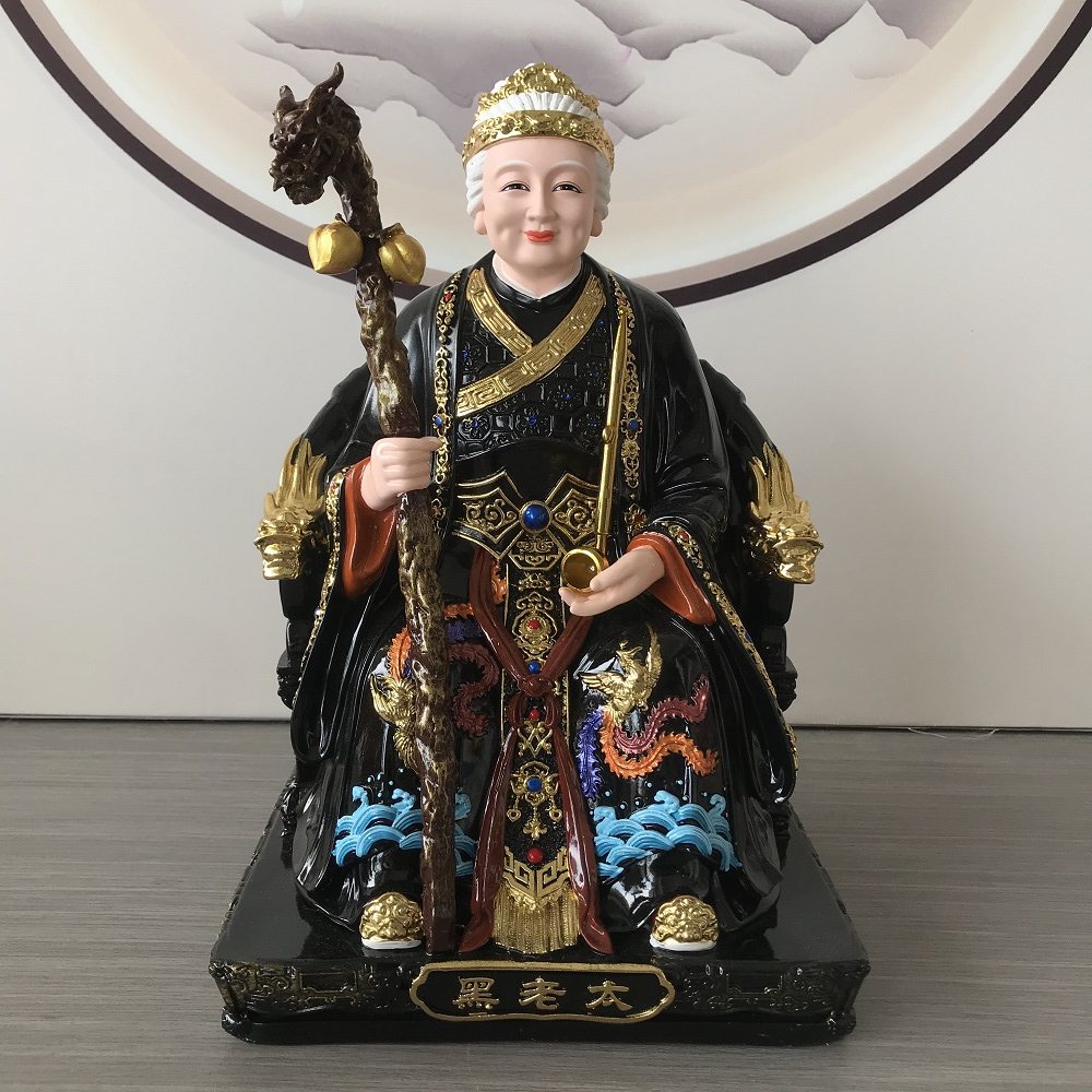 彩绘树脂黑老太太神像铁刹山黑妈妈像体黑姥姥黑老太佛像桌面摆件