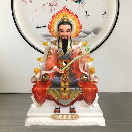 汉白玉三清祖师爷三清像家用供奉太上老君元始灵宝天尊佛堂摆件