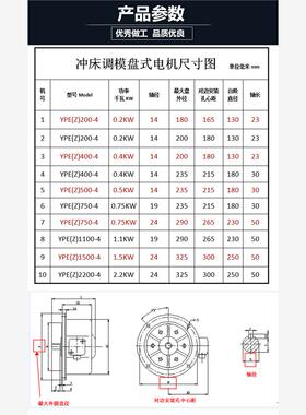 新款冲床滑块调模马达YPE750S-4Z冲床盘式电机YPE400S-4Z调模现货
