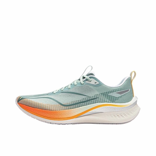 李宁赤兔跑鞋轻质支撑减震回弹竞速轻便训练运动绿色/橙色