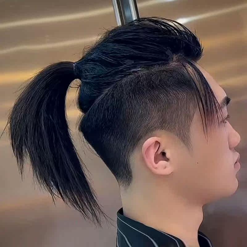 武士头假发男短发韩版帅气日系cos可扎发型前额隐形补发片超a真发