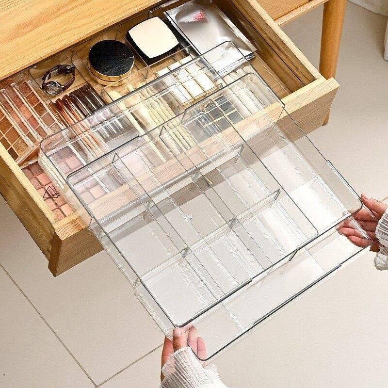 抽屉收纳盒可伸缩分隔透明化妆品整理盒厨房筷子勺子餐具内置分类,收纳整理,化妆箱/盒,淘宝优惠券,粉丝福利购,淘宝优惠卷