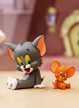 猫和老鼠盲盒我爱芝士汤姆猫公仔杰瑞鼠手办车载摆件玩偶桌面礼物