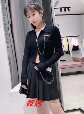 2021年春季A5EDB124671女装纯色修身酷美翻领线衫开衫A5EDB124689