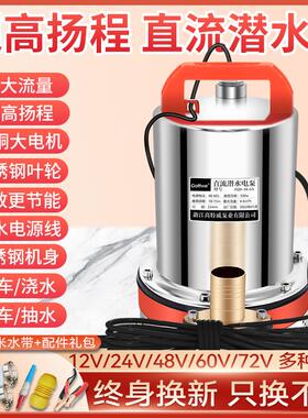 新款直流潜水泵48V60V72伏家用电动车水泵12V24V瓶小型农田灌包邮