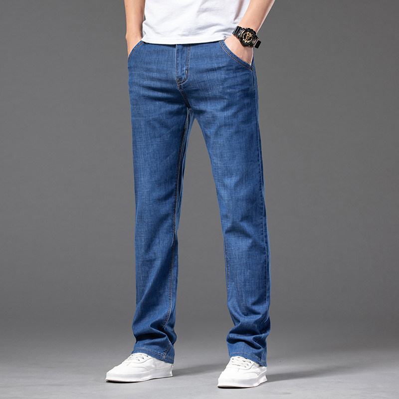 大码新款牛仔裤男士弹力春夏款休闲裤子宽松直筒男裤夏季薄款，男装牛仔裤，奇怪漫猴工厂店