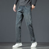 新款弹力加绒加厚牛仔裤男宽松直筒长裤中年秋冬款保暖超厚裤子，男装牛仔裤，奇怪漫猴工厂店