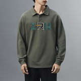 主推纯棉polo衫长袖男士秋季新款翻领高级感宽松透气潮牌T恤男装，男装T恤，奇怪漫猴工厂店