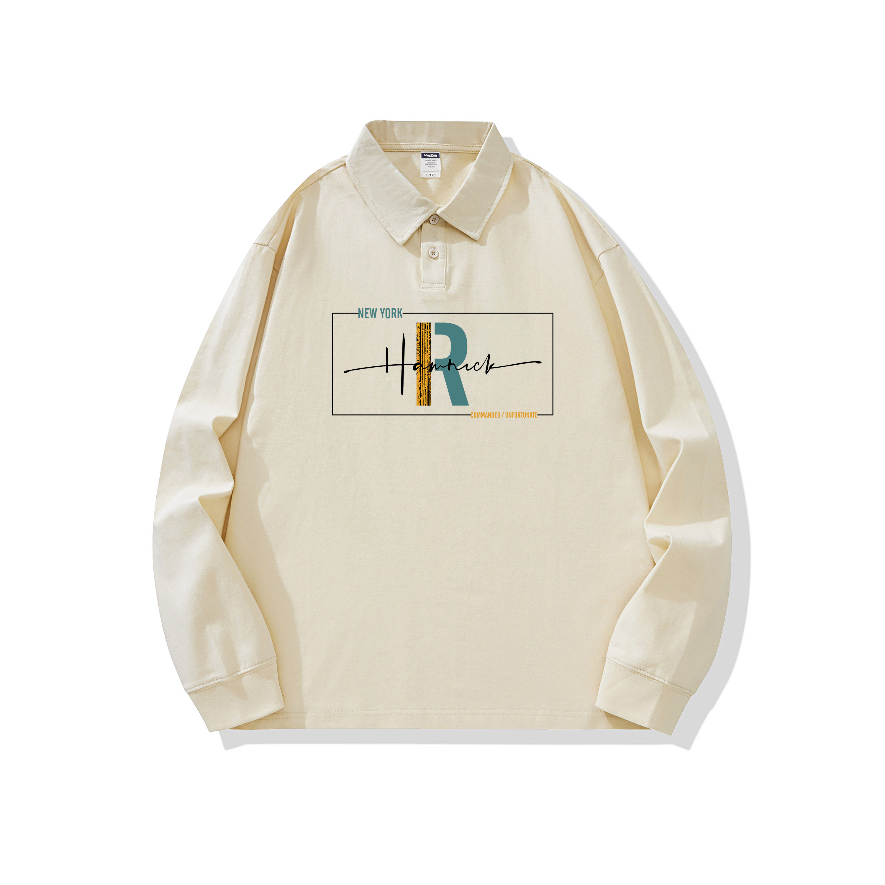 主推纯棉polo衫长袖男士秋季新款翻领高级感宽松透气潮牌T恤男装，男装T恤，奇怪漫猴工厂店