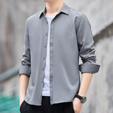 秋季长袖衬衫男青年商务休闲衬衣男弹力免烫抗皱修身打底衫，男装衬衫，奇怪漫猴工厂店