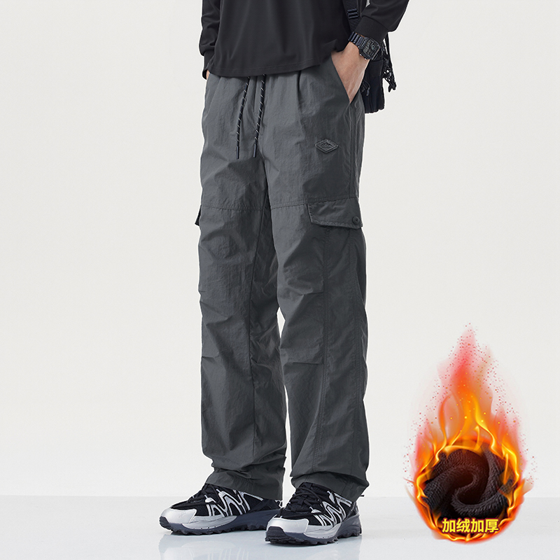 Y.M轻薄皱感工装冲锋裤男秋冬宽松直筒休闲冰丝运动长裤《限价69，男装休闲裤，奇怪漫猴工厂店