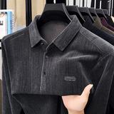 抖音POLO领长袖休闲秋季休闲男士T恤秋季舒适圆领百搭，男装T恤，奇怪漫猴工厂店