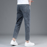 弹力秋冬季八分牛仔裤男士2026新款修身直筒小个子九分休闲长裤，男装牛仔裤，奇怪漫猴工厂店
