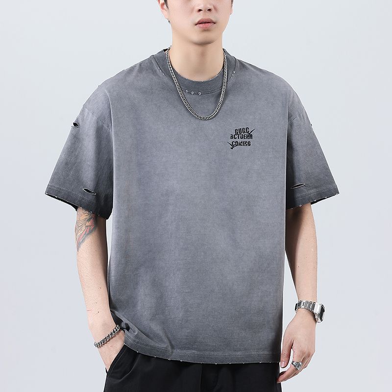 Q2025city潮牌美式高密针织宽松印花时尚百搭男款T短袖，男装T恤，奇怪漫猴工厂店