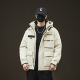 新标2025冬新款男女同款户外工装羽绒服大口袋连帽加厚派克外套，男装羽绒服，奇怪漫猴工厂店