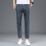 弹力秋冬季八分牛仔裤男士2026新款修身直筒小个子九分休闲长裤，男装牛仔裤，奇怪漫猴工厂店