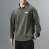 推纯棉polo衫长袖男士秋季新款翻领高级感宽松透气潮牌T恤男装，男装T恤，奇怪漫猴工厂店