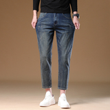 春秋新款复古九分牛仔裤男宽松直筒潮牌美式弹力休闲9分裤子八分，男装牛仔裤，奇怪漫猴工厂店