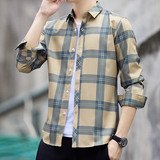 高级感衬衫男士长袖春秋季免烫抗皱帅气白色衬衣修身工装男寸，男装衬衫，奇怪漫猴工厂店