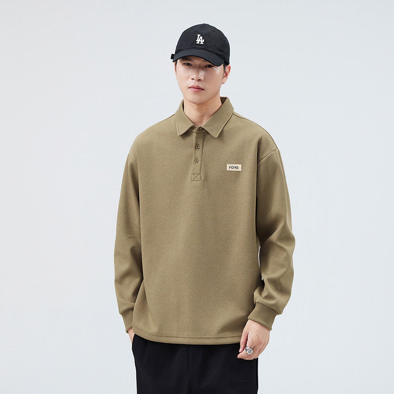 不缺货男士翻领卫衣2026秋季新款打底衫衣服秋冬polo领长袖，男装T恤，奇怪漫猴工厂店