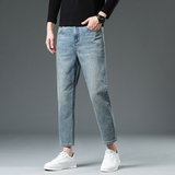 矮个子八分九分裤牛仔裤男士直筒修身潮牌宽松休闲89分秋冬男裤子，男装牛仔裤，奇怪漫猴工厂店