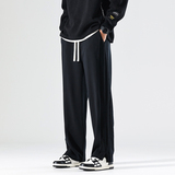 美式潮流垂感直筒长裤秋季新款时尚百搭裤子男开叉平脚阔腿裤卫裤，男装休闲裤，奇怪漫猴工厂店